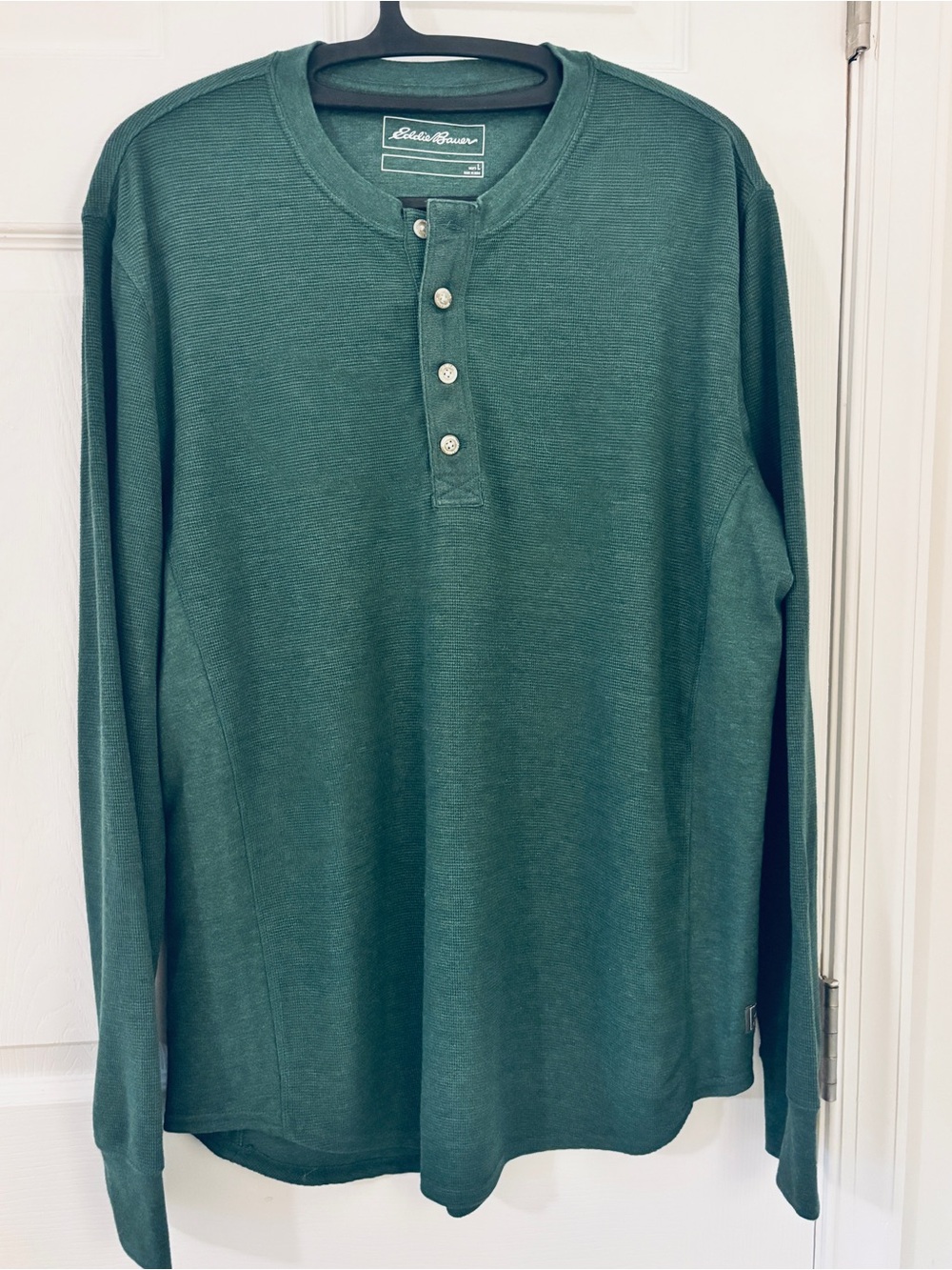 Men's Eddie Bauer Dark Green Long-Sleeve Henley Shirt - Size L